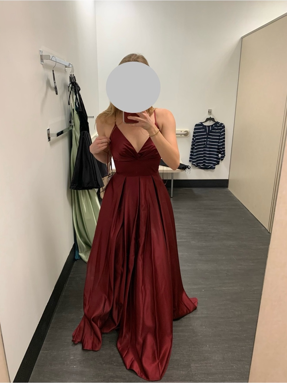 Elegant Burgundy Satin Ball Gown Dress - Women
